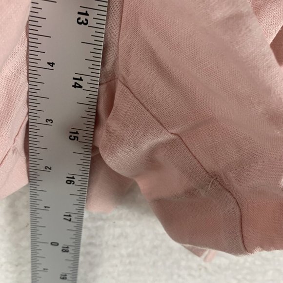 Open Edit Shorts Women Size L Pink PaperBag Waist‎ Drawstring Pockets Linen 6386 - Picture 6 of 8
